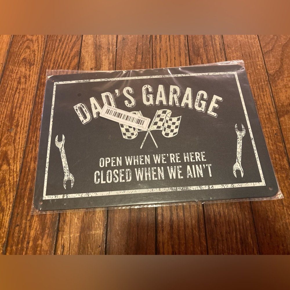 Dads garage metal sign